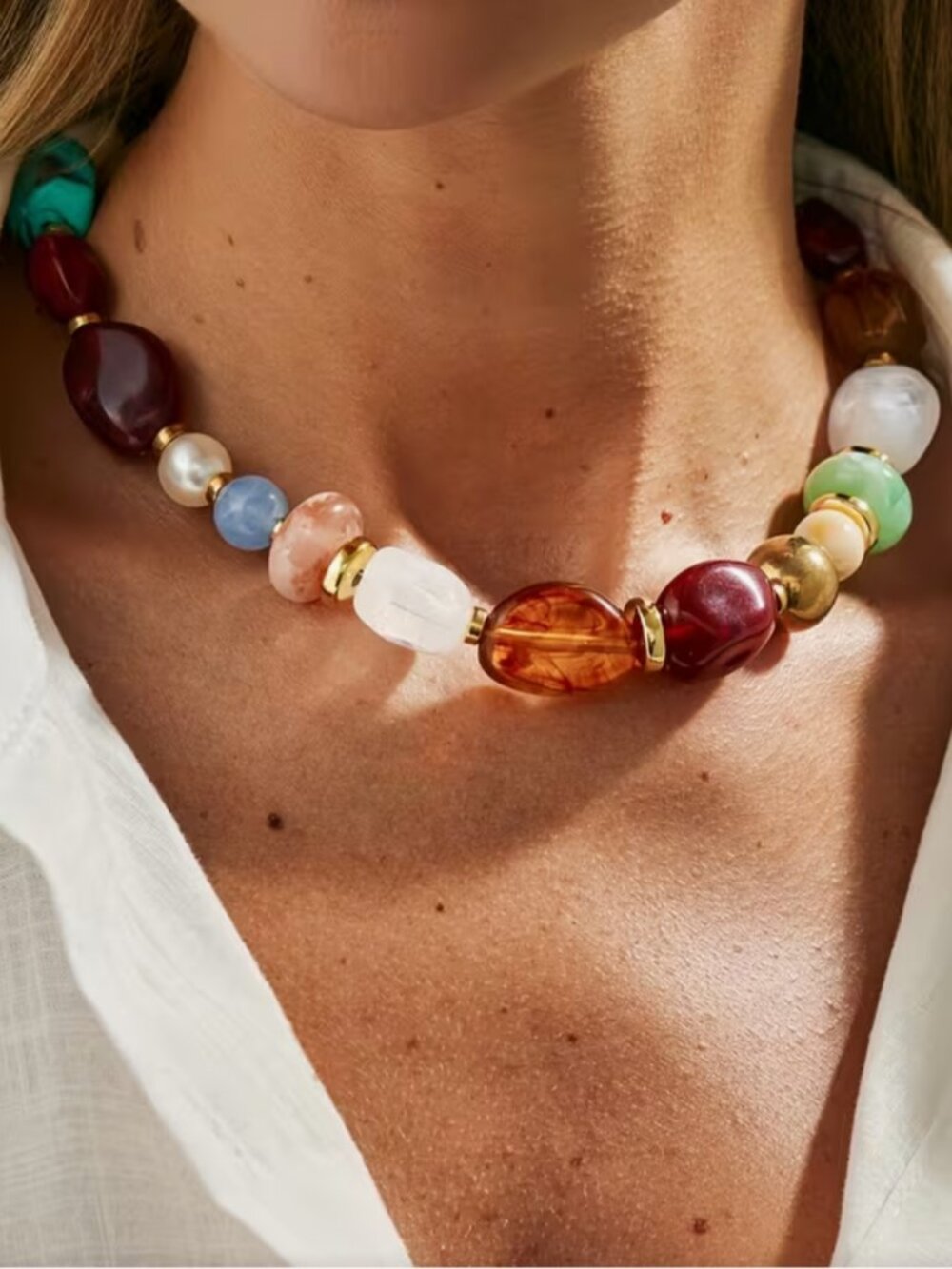 NEW Tabbie Multicolor Chunky Beaded Boho Necklace Rich Hippie Quiet Luxury